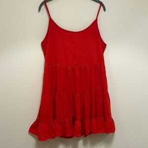 Red Sleeveless Tiered Dress